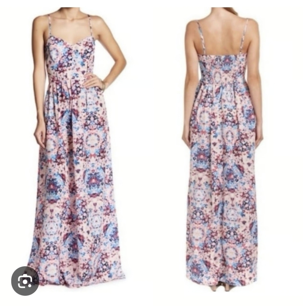 Pink Rose Multicolor Patterned Maxi Dress